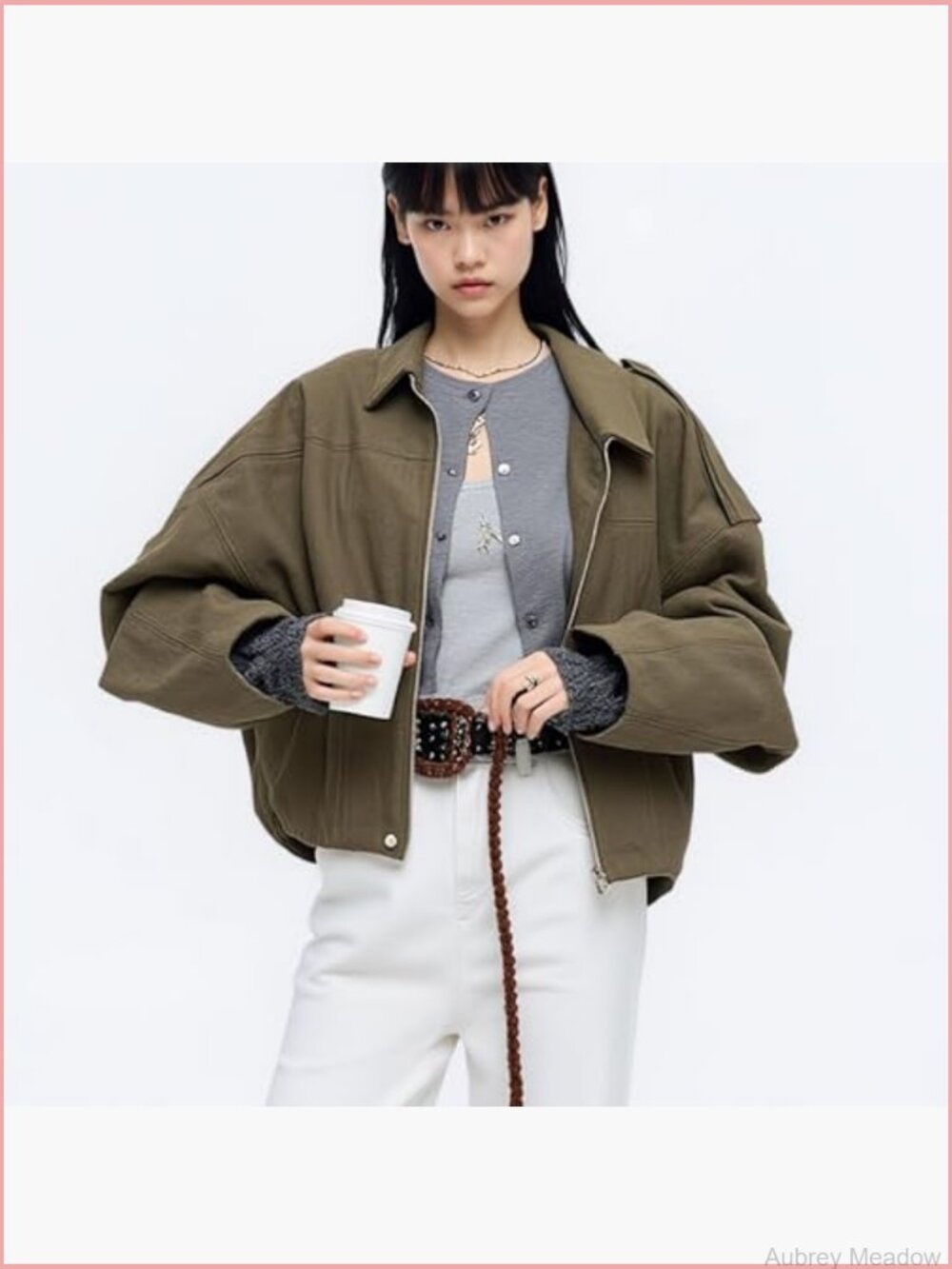 Faux Suede Bomber Jacket Oversized Long Sleeve Lapel Pilot Coat Casual - Picture 2 of 5